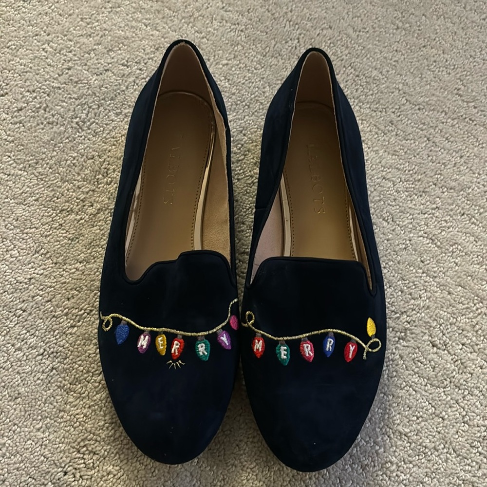 Talbots Black Merry Embroidered Loafers